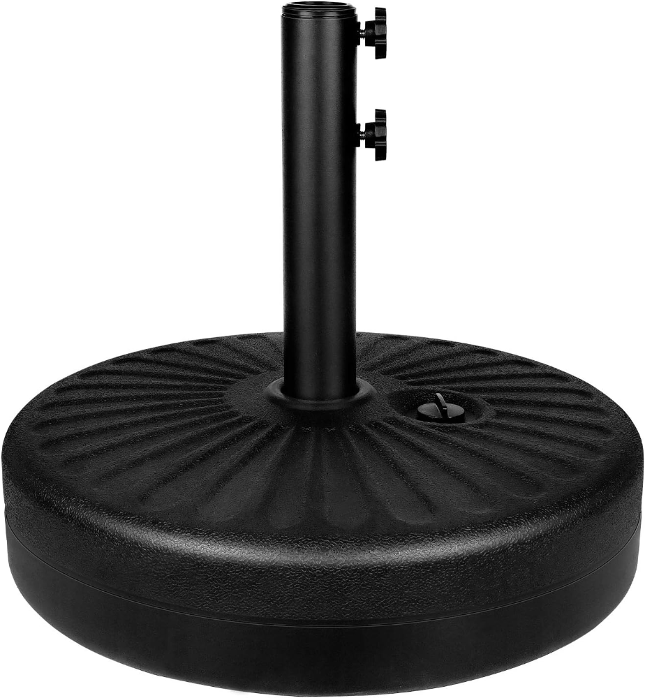 Base resistente para sombrilla de patio de 20" con soporte de acero, rellenable con agua, para exteriores, césped, jardín, redonda