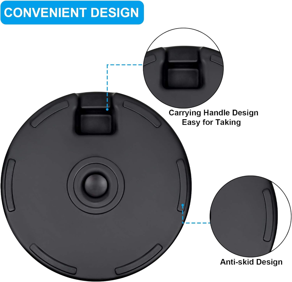 Base resistente para sombrilla de patio de 20" con soporte de acero, rellenable con agua, para exteriores, césped, jardín, redonda - Imagen 2