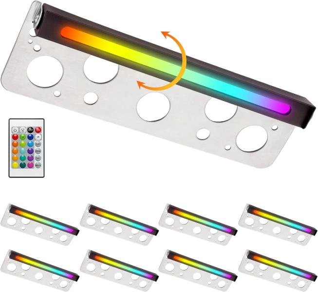 OVAC -Luces de pared de contención, 12 pulgadas RGB, Led Hardscape Pavimentadora 1.5W 360 Giratorio 12V CC, de paso, bajo voltaje, aire libre, impermeable, Iluminación VALORADO