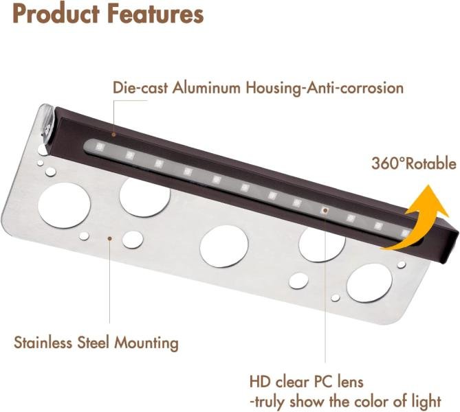 OVAC -Luces de pared de contención, 12 pulgadas RGB, Led Hardscape Pavimentadora 1.5W 360 Giratorio 12V CC, de paso, bajo voltaje, aire libre, impermeable, Iluminación VALORADO - Imagen 4