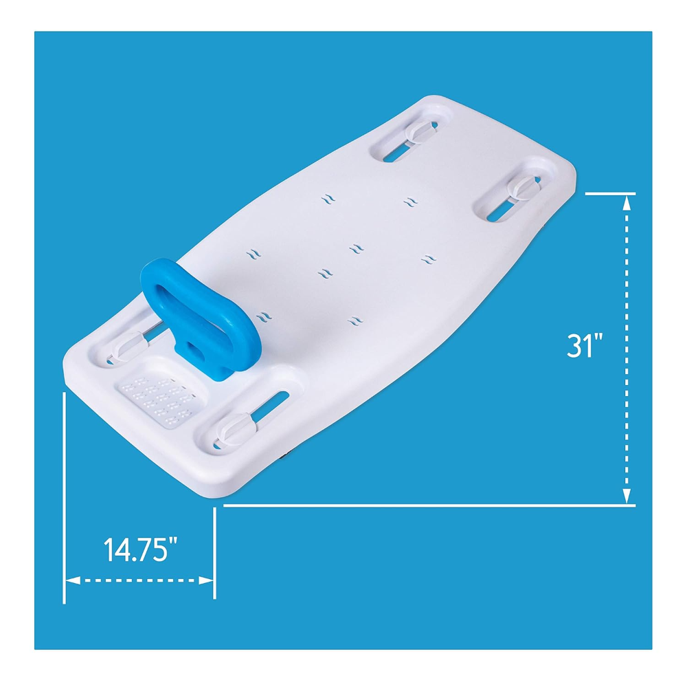 Carex -BATH BENCH Banco de Ducha portátil, Ancho Ajustable para Adaptarse a la mayoría de bañeras, Zona de Asiento contorneada con Capacidad de Peso de 300 Libras fácil de almacenar - Imagen 4