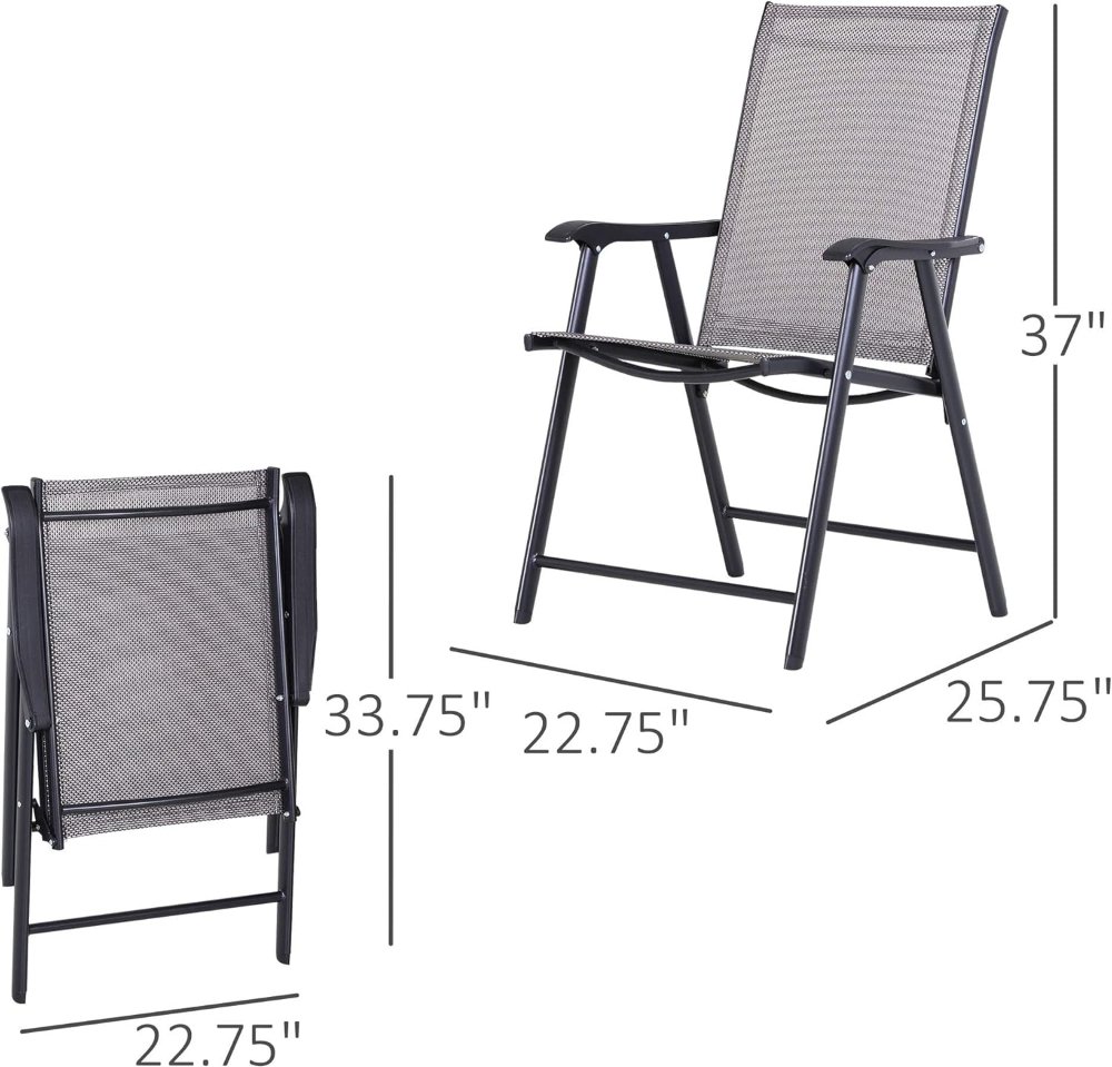 Juego de 3 piezas, dos sillas plegables y una mesa para patio al aire libre, apilables y portátiles para terraza, jardín, camping y viajes - Imagen 4