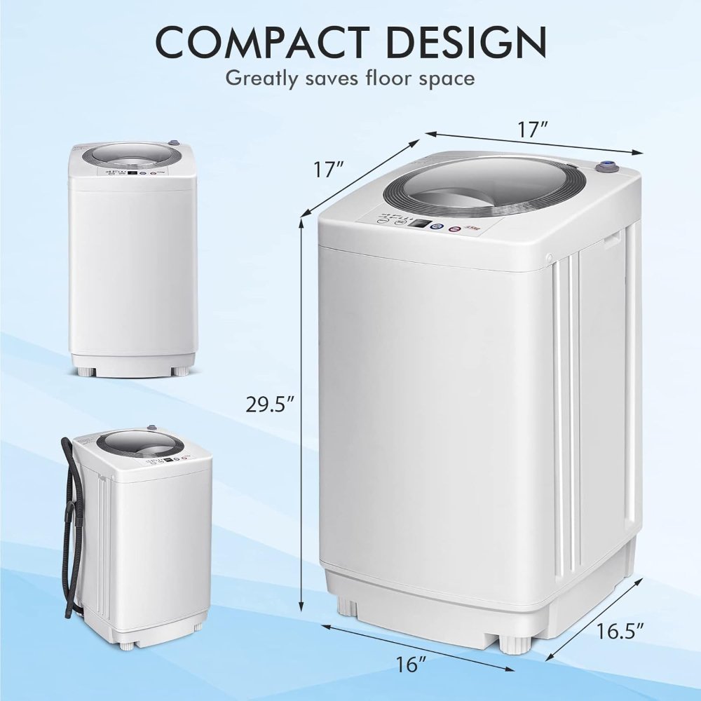 COSTWAY Lavadora portátil automática 8 lb con 6 programas, pantalla LED y 3 niveles de agua; diseño compacto de carga superior ideal para apartamentos o espacios pequeños. - Imagen 4