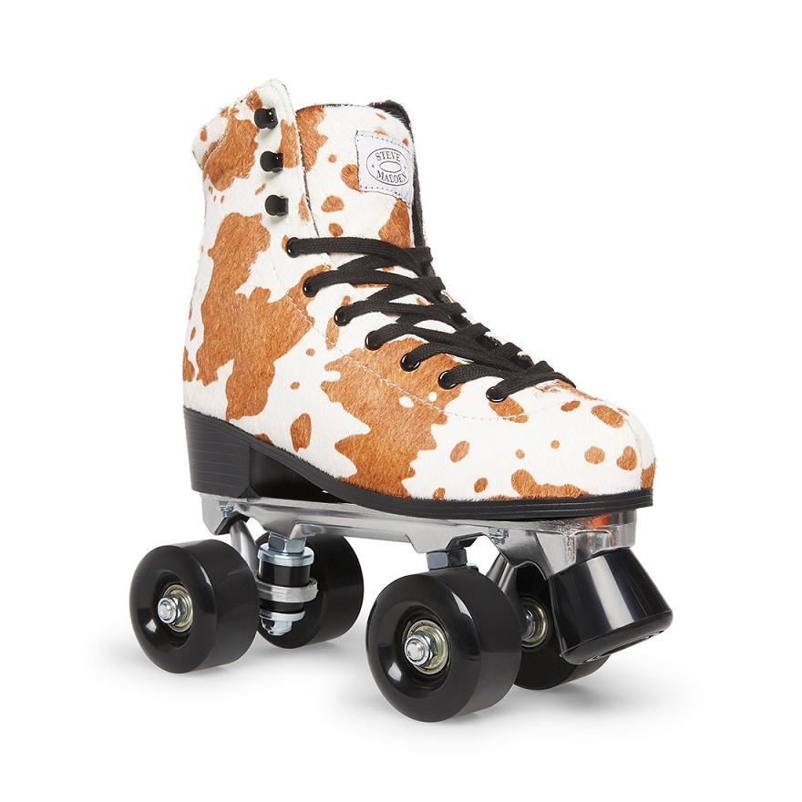 Steve Madden SK8R COW PRINT XNTHEA763, zapatillas de skate para mujer con diseño marrón estampado; cómodas, originales y con estilo urbano. - Imagen 4