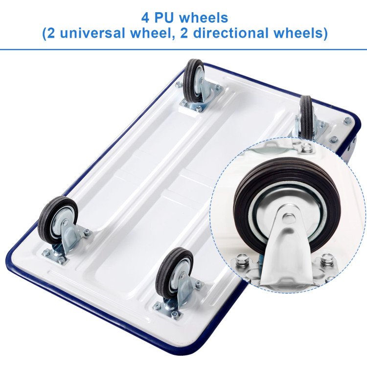 Costway Carro plataforma plegable 330 lb, base resistente con ruedas giratorias y mango abatible. Ideal para mover cajas, mercadería o cargas pesadas en bodega u hogar. - Imagen 2