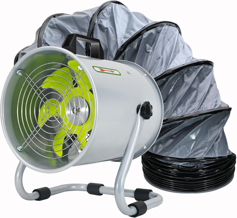 Soplador utilitario, para ventilación, de 8 plg., escape con manguera de conducto de 16.4 pies, alta velocidad de bajo ruido de 2800 RPM para soldadura industrial, cabinas de pintura, sótanos y almac