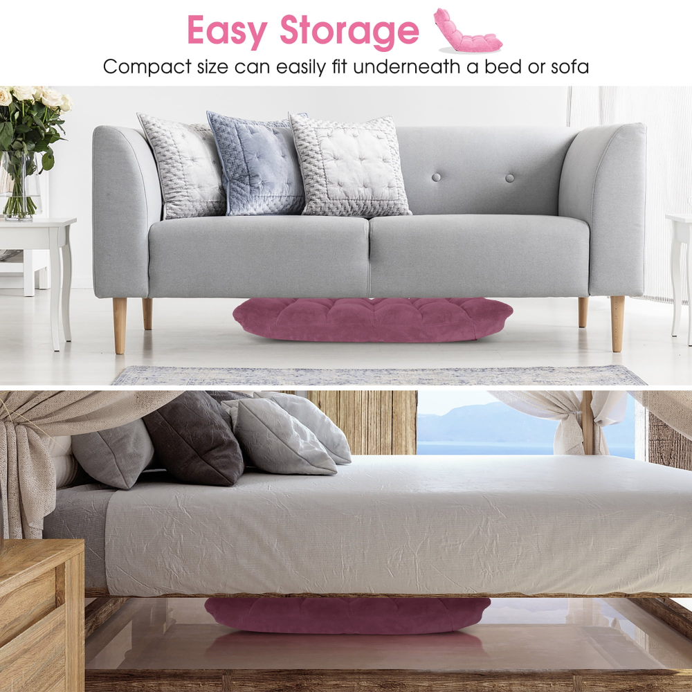 Costway silla de piso ajustable en 14 posiciones, plegable y acolchada, color rosa. Ideal para leer, descansar o jugar. - Imagen 2