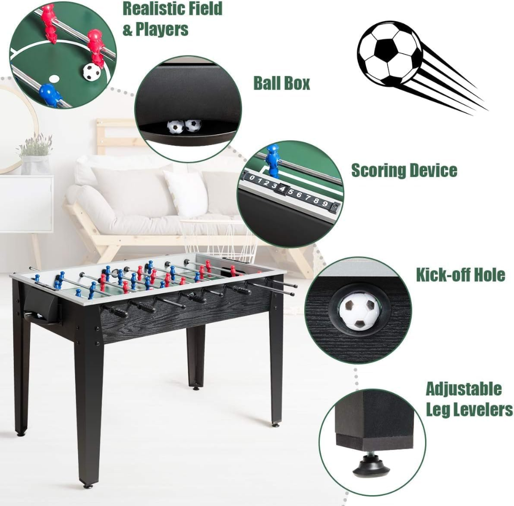 Mesa de futbolín de 48 pulgadas, juego de mesa de fútbol de madera con pelotas de fútbol, juego para 4 jugadores, fútbol de mesa de tamaño competitivo para niños, adultos, mesa de fútbol - Imagen 3