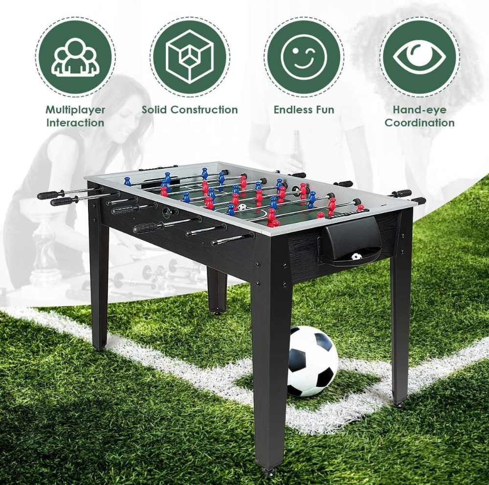 Mesa de futbolín de 48 pulgadas, juego de mesa de fútbol de madera con pelotas de fútbol, juego para 4 jugadores, fútbol de mesa de tamaño competitivo para niños, adultos, mesa de fútbol - Imagen 4