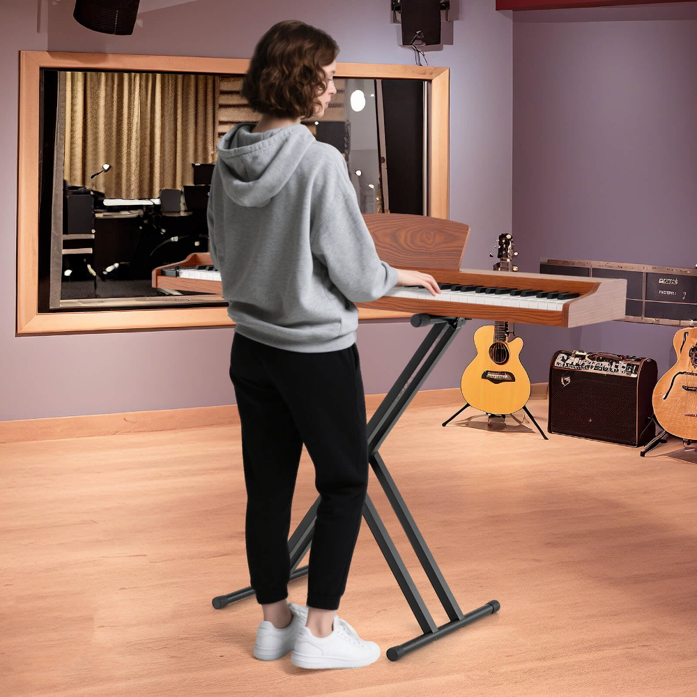 Juego de Piano con Teclado de 88 Teclas con Soporte ajustable con 7 posiciones y 2 Modos de Teclado y 2 Altavoces, Chips Avanzados y Múltiples Funciones, semi-ponderado y pedales, color marrón - Imagen 5