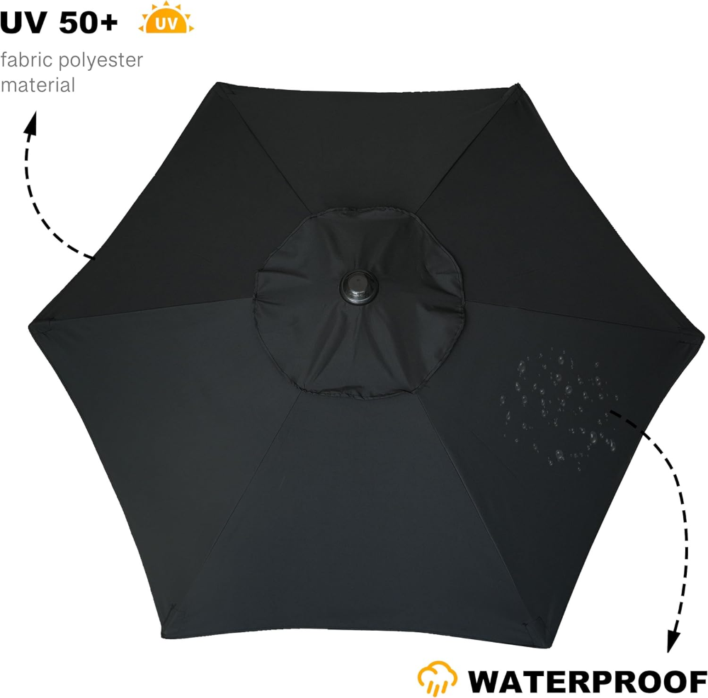 Sombrilla AMMSUN de 5.8' con protección UPF50+ e inclinación regulable. Su estructura de acero es ideal para balcones y patios pequeños. ¡Obtén sombra fresca y protección solar con estilo! - Imagen 3