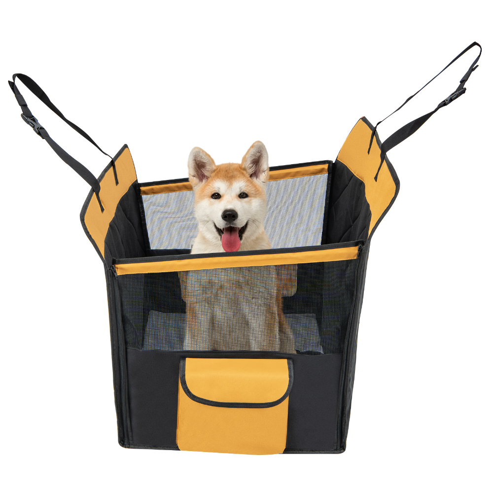 Funda para perros 4 en 1 de tela Oxford 600D. Con malla de ventilación y cinturón, protege tu auto y reduce el estrés de tu mascota. ¡Viajes cómodos, limpios y seguros en cada trayecto!
