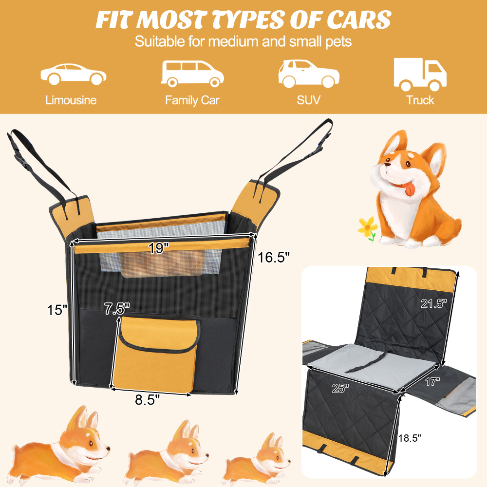 Funda para perros 4 en 1 de tela Oxford 600D. Con malla de ventilación y cinturón, protege tu auto y reduce el estrés de tu mascota. ¡Viajes cómodos, limpios y seguros en cada trayecto! - Imagen 2