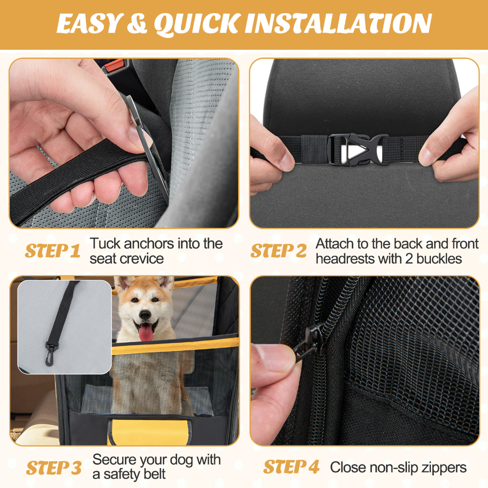 Funda para perros 4 en 1 de tela Oxford 600D. Con malla de ventilación y cinturón, protege tu auto y reduce el estrés de tu mascota. ¡Viajes cómodos, limpios y seguros en cada trayecto! - Imagen 3