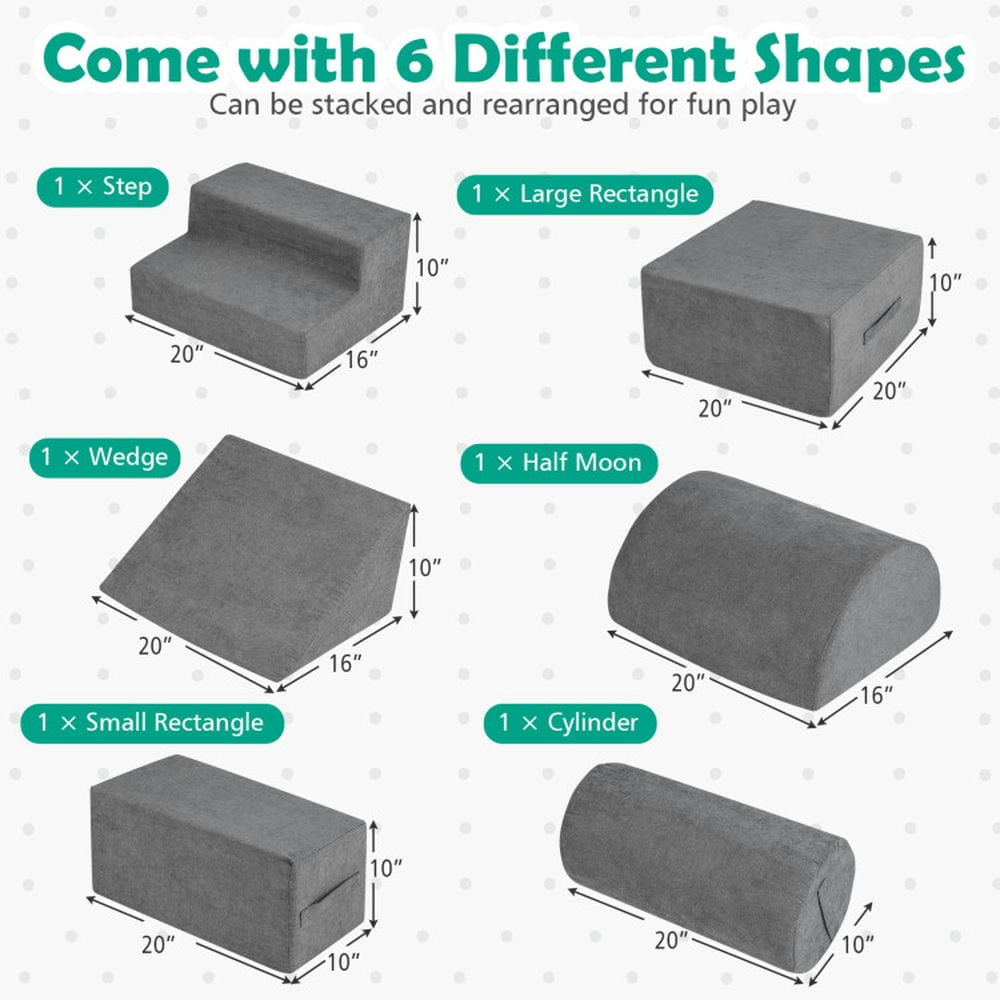 Bloques de escalada para bebé, set de 6 piezas en espuma 30D y tela chenilla; suaves, lavables e ideales para jugar seguro. - Imagen 3