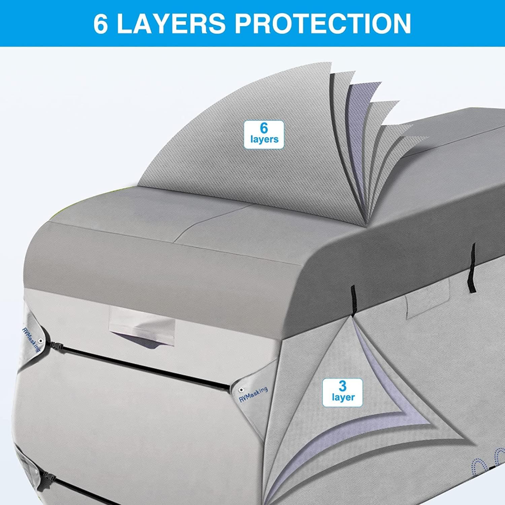 Cubierta para remolque de viaje, resistente de 6 capas superiores, cámper resistente al viento, camper hasta 15 pies, protección UV evita desgarros superiores causados por la exposición al sol - Imagen 3