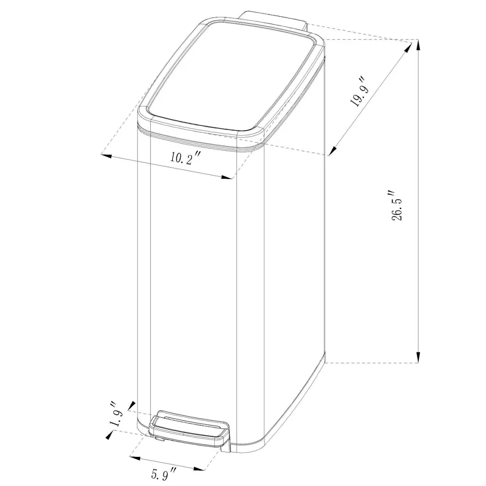 Cubo de basura Slim Step de 45 litros - Brightroom?: Cubo de basura de cocina de acero inoxidable, para interiores, acabado liso, color plata, capacidad de 11,8 galones. - Imagen 2