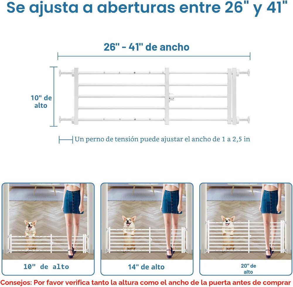 Malier Puerta de metal para perros con puerta, puerta de perro expandible de 26 a 43 pulgadas de ancho - Imagen 4