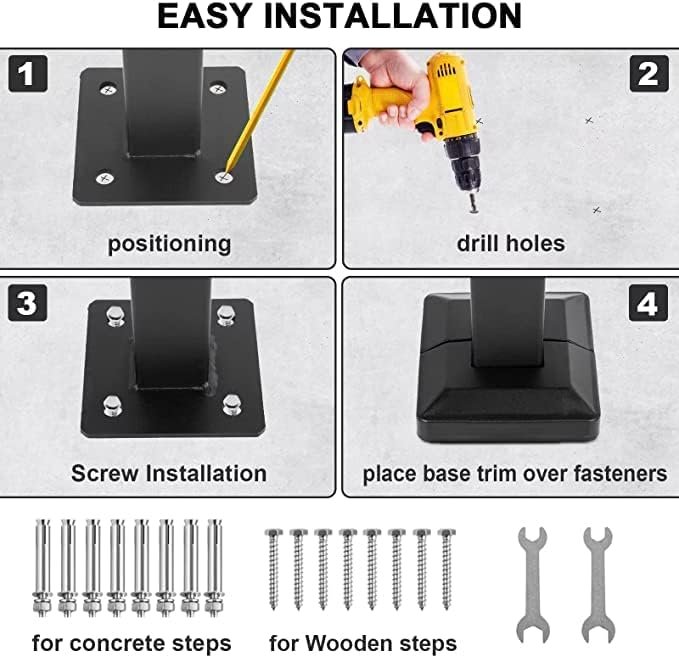 TMEE Pasamanos para escalones al aire libre, se adapta a barandillas de escalera de 1 a 3 escalones, barandilla de escalera se adapta con kit de instalación, pasamanos de transición para escalones - Imagen 5