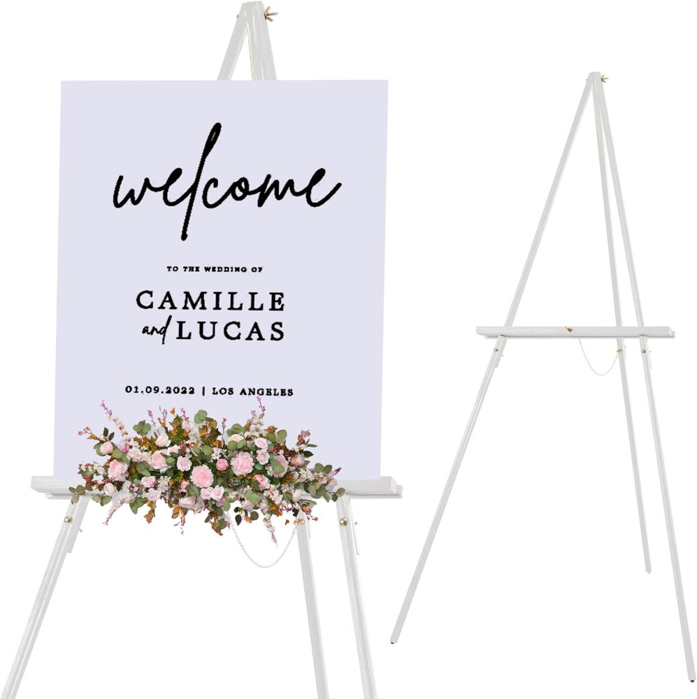 Caballete de trípode con marco en A de 1.65 mts, de madera, ajustable, para carteles de boda, carteles, pinturas, obras