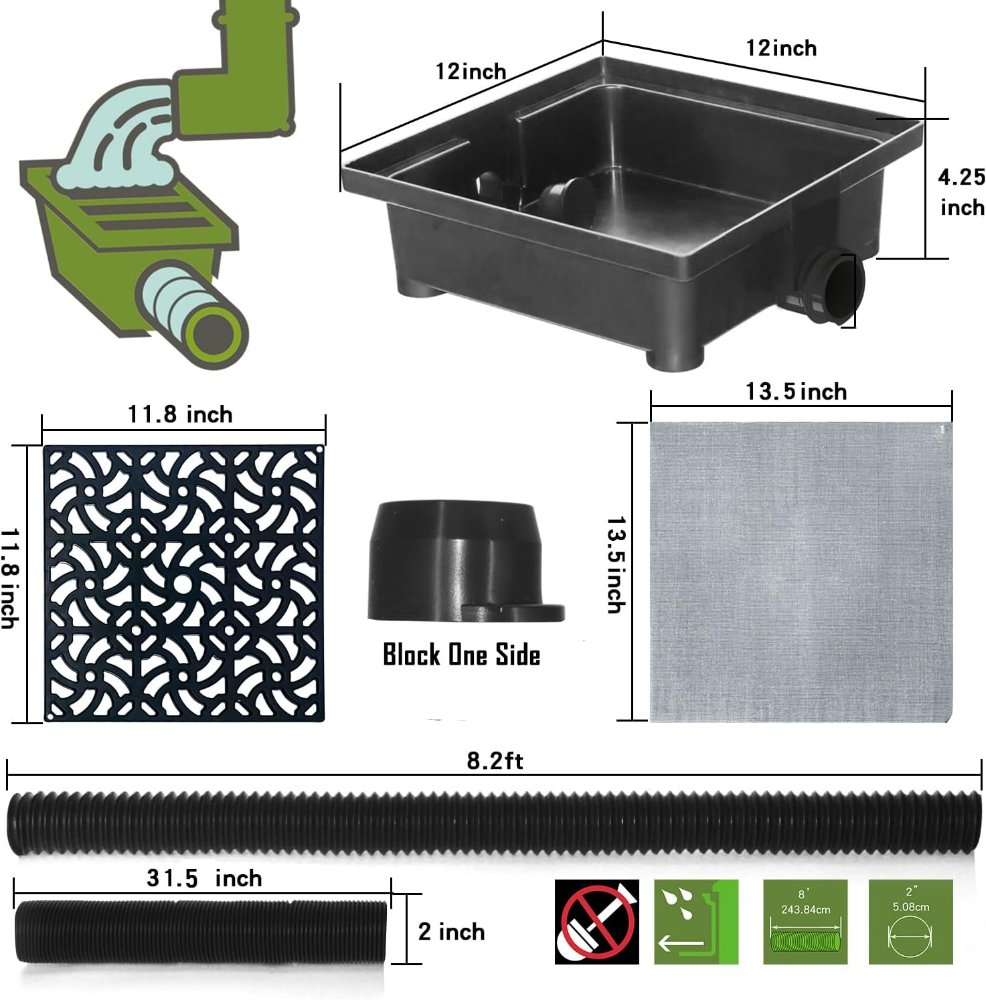 extensiones de bajante de canalón, extensor de bajante de perfil bajo mejorado de 12 x 12 pulgadas, sin drenaje francés de excavación profunda, extensión de tubo flexible de hasta 8.2 pies, - Imagen 6