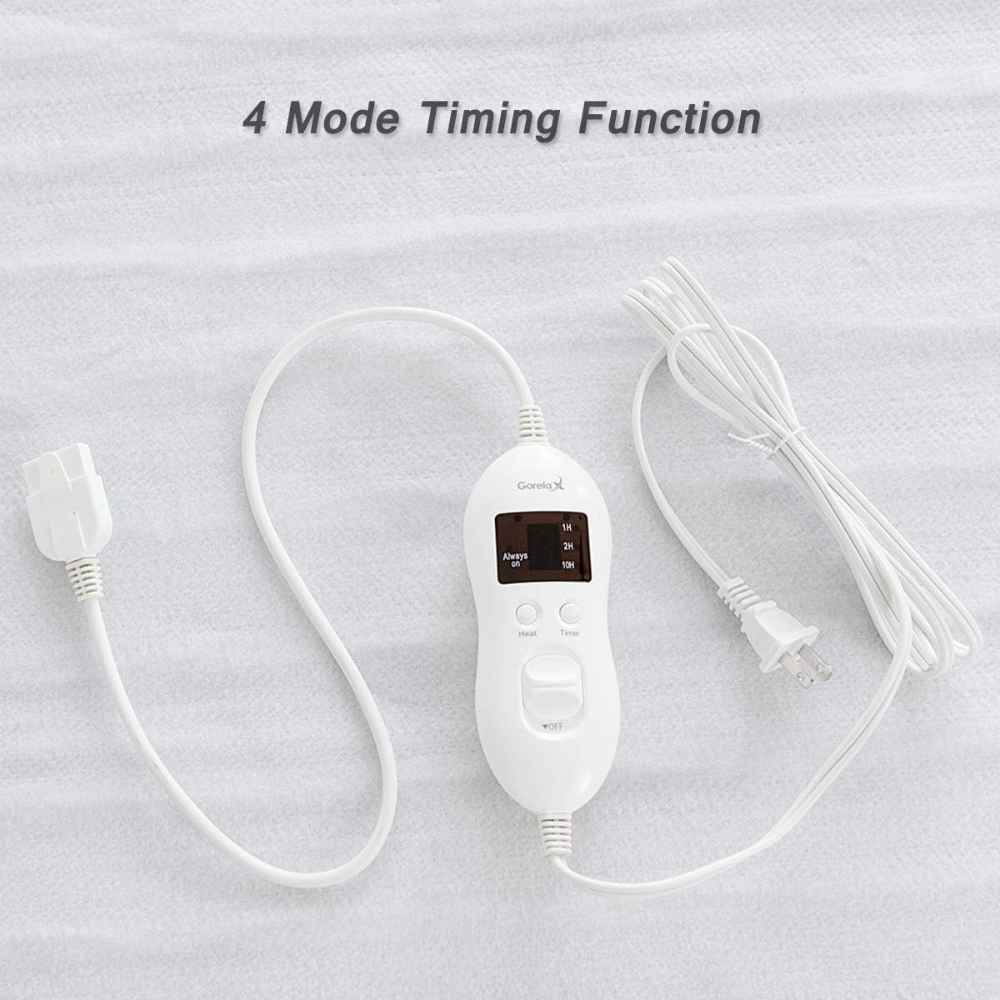 Protector queen de colchón térmico con seguridad con 8 regulaciones de temperatura, función de temporizador de 4 modos, manta eléctrica lavable y desmontable, color blanco - Imagen 3