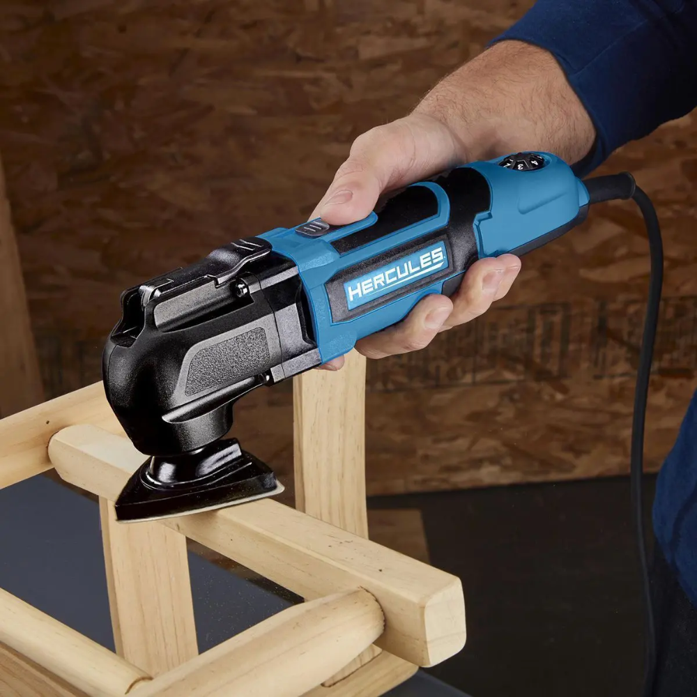 Multiherramienta oscilante Hercules, eléctrica y versátil, ideal para cortar, lijar y remodelar madera y otros materiales, ofreciendo precisión, potencia y facilidad de uso en cualquier proyecto. - Imagen 6
