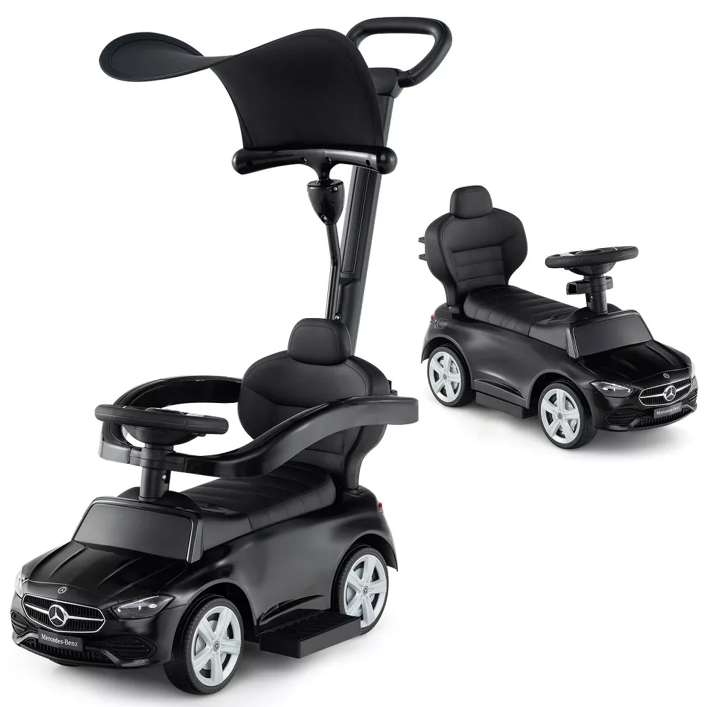 Coche 3?en?1 para niños: se transforma de coche con empuje a andador y deslizador, con toldo ajustable, sonidos de bocina y almacenamiento bajo el asiento, ideal para 18???36?meses. - Imagen 5