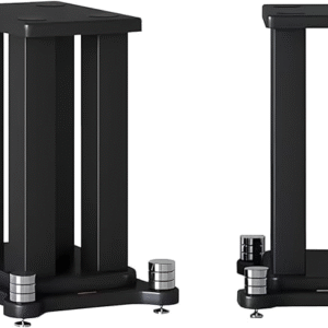 Un par de soportes para altavoces, de servicio pesado que sostienen altavoces de estantería, altavoces satélite, altavoces grandes, diseño de MDF que absorbe vibraciones