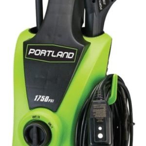 Portland lavadora a presión eléctrica 1750 PSI, 1.3 GPM, manguera de 20 pies y ruedas. Ideal para limpiar patios, autos y exteriores.