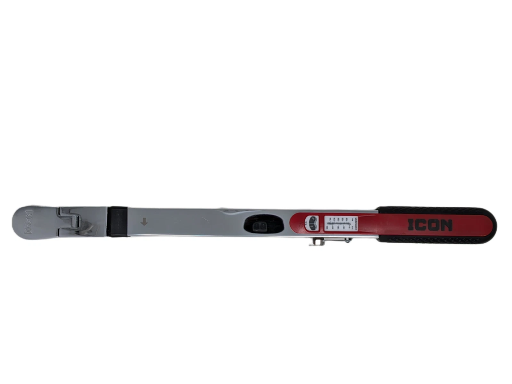 Torquímetro ICON TW3-250 de 1/2". Rango 40-250 ft-lb. Mecanismo split beam de 90 dientes. Acero al cromo vanadio. No requiere reseteo a cero tras usarlo, permitiendo mediciones rápidas y continuas.
