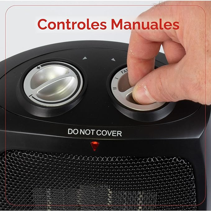 BLACK+DECKER BHDC201 Calentador personal de cerámica y ventilador, se adapta a tu escritorio de dormitorio u oficina, configúralo a baja temperatura (750 vatios) calor alto (1500 vatios), o ventilador - Imagen 2