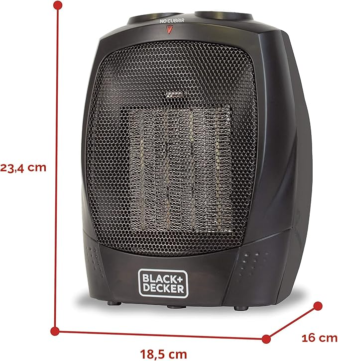 BLACK+DECKER BHDC201 Calentador personal de cerámica y ventilador, se adapta a tu escritorio de dormitorio u oficina, configúralo a baja temperatura (750 vatios) calor alto (1500 vatios), o ventilador - Imagen 4