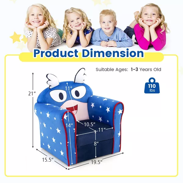 Costway sofá infantil azul marino, con estructura de madera y tapizado cómodo; ideal para que niños pequeños descansen, lean o vean TV. - Imagen 2