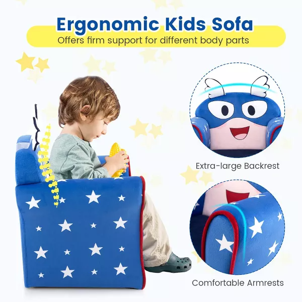 Costway sofá infantil azul marino, con estructura de madera y tapizado cómodo; ideal para que niños pequeños descansen, lean o vean TV. - Imagen 4