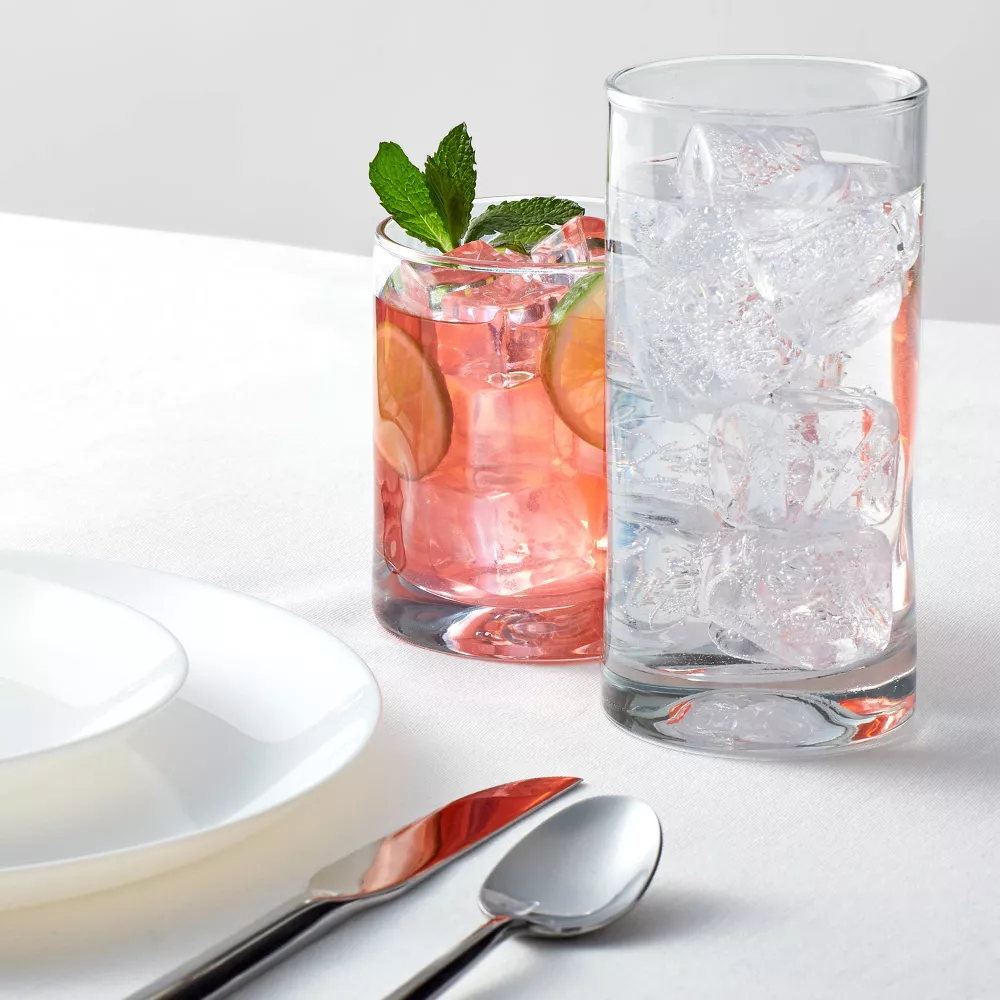Threshold set Telford de 11 vasos de vidrio, con tamaños bajos y altos. Diseño transparente, resistente e ideal para bebidas diarias. - Imagen 4