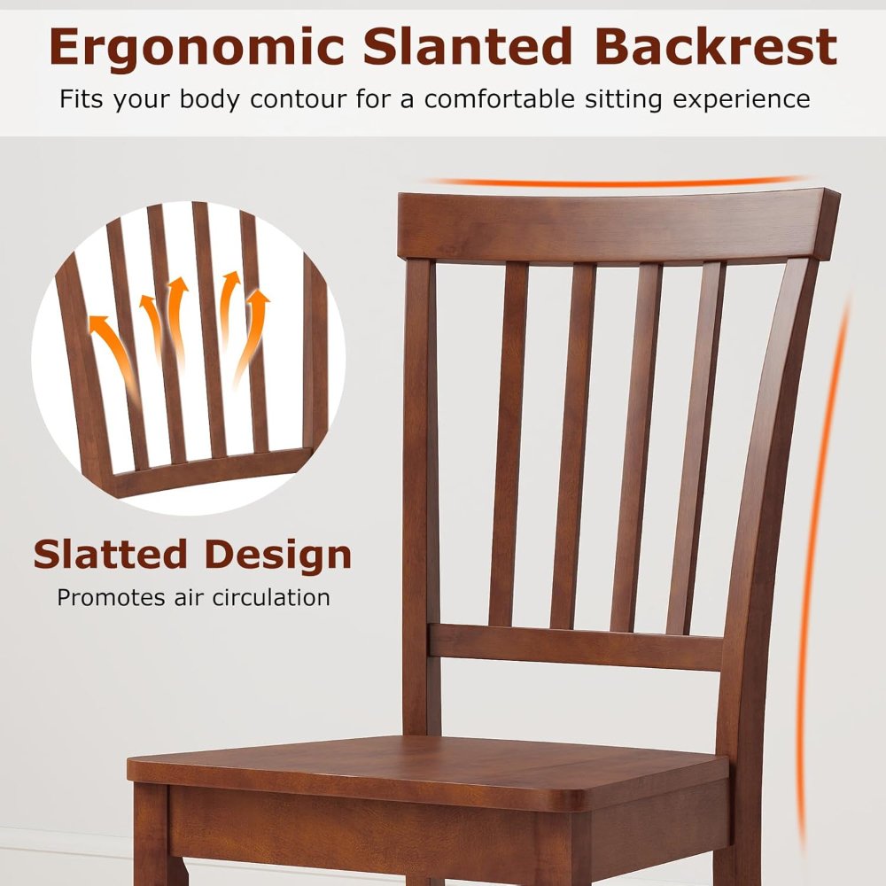 Giantex juego de 2 sillas de comedor de madera, estilo granja, respaldo de listones altos, sin brazos, patas de goma, ideales para cocina o comedor. - Imagen 2
