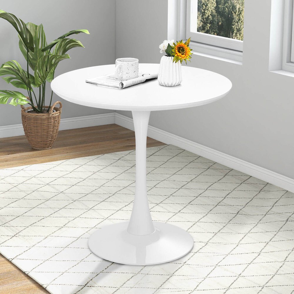 Juego de comedor con mesa redonda Costway Tulip 81 cm y 2 sillas DSW mid-century; moderno, cómodo e ideal para espacios pequeños.