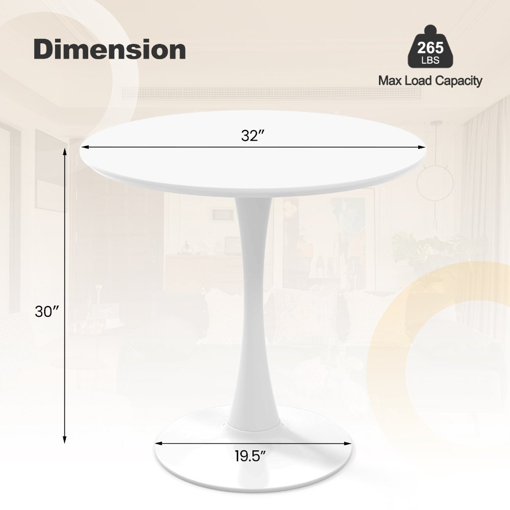 Juego de comedor con mesa redonda Costway Tulip 81 cm y 2 sillas DSW mid-century; moderno, cómodo e ideal para espacios pequeños. - Imagen 3