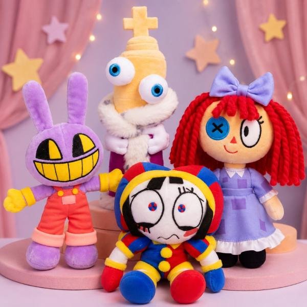The Amazing Digital Circus Figuras coleccionables variadas de Peluche Deluxe de Pomni, Figura de 20.3 CM Hecha con Materiales Premium, Colecciona, Pomni, Kinger, Jax y Ragatha