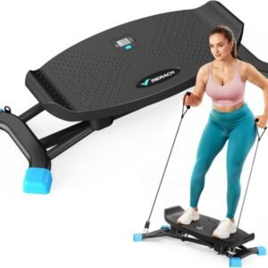 Tabla de equilibrio para adultos, step con bandas de resistencia, portátil con monitor LCD, capacidad de 300 lb, entrenador de equilibrio para entrenamiento de cuerpo completo en el gimnasio en casa.