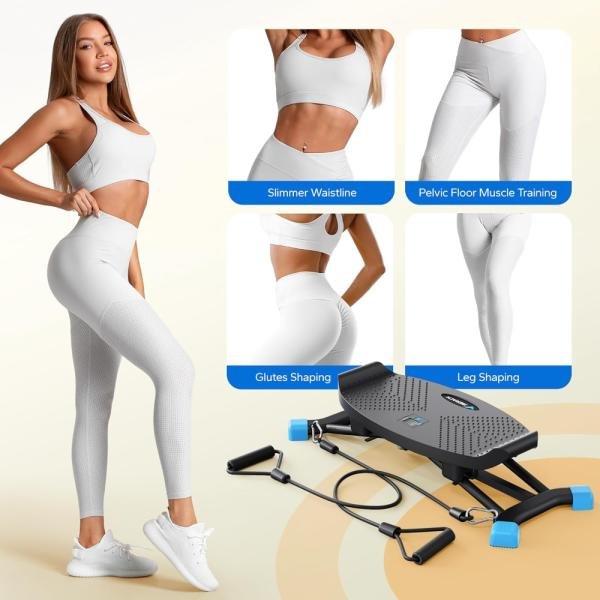 Tabla de equilibrio para adultos, step con bandas de resistencia, portátil con monitor LCD, capacidad de 300 lb, entrenador de equilibrio para entrenamiento de cuerpo completo en el gimnasio en casa. - Imagen 5
