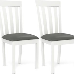 Juego de 2 sillas de comedor de madera, sillas de cocina tapizadas de madera con asiento acolchado y marco de madera de goma, sillas auxiliares de comedor de mediados de siglo para cocina