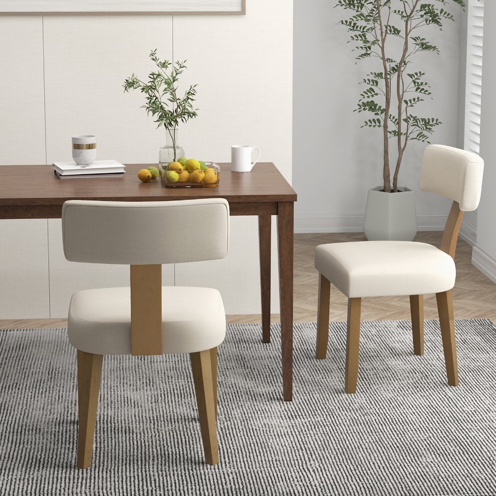 Juego de 2 sillas de comedor con respaldo curvo y asiento acolchado
