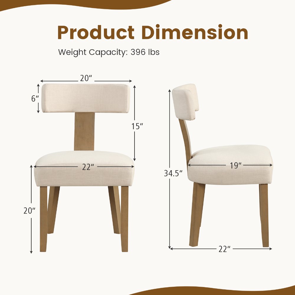 Juego de 2 sillas de comedor con respaldo curvo y asiento acolchado - Imagen 2