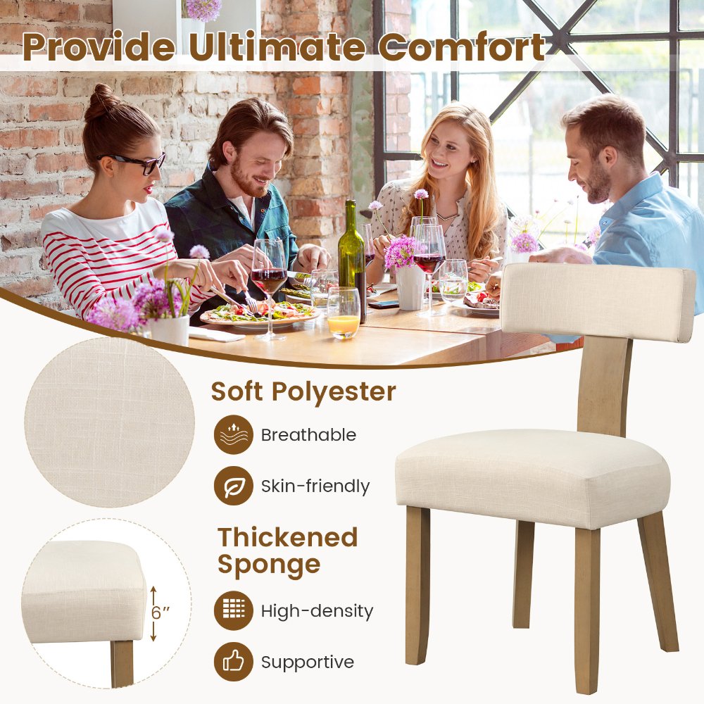 Juego de 2 sillas de comedor con respaldo curvo y asiento acolchado - Imagen 3
