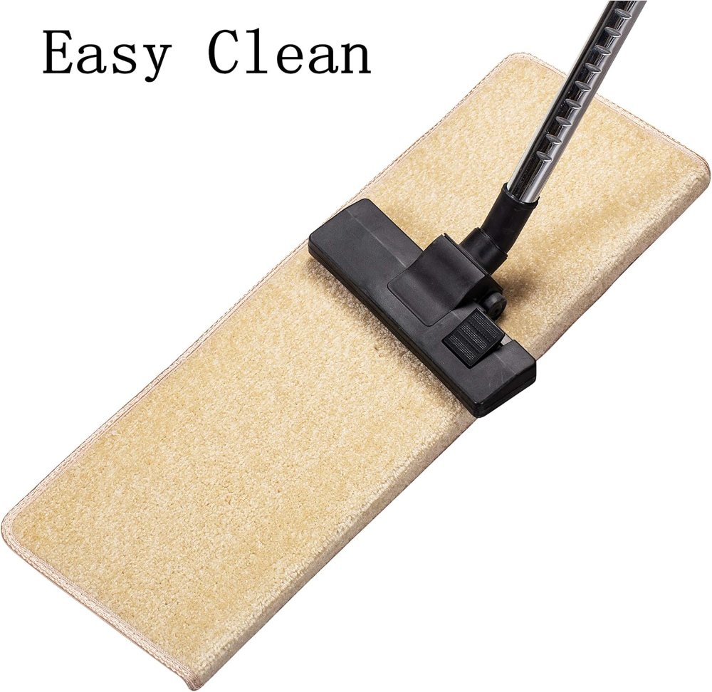 Peldaños KOOTETA (8"x30") para escaleras interiores. Pack de 15 alfombras antideslizantes con base TPR autoadhesiva y lavable. Protegen a niños y mascotas mientras reducen el ruido y cuidan la madera. - Imagen 3