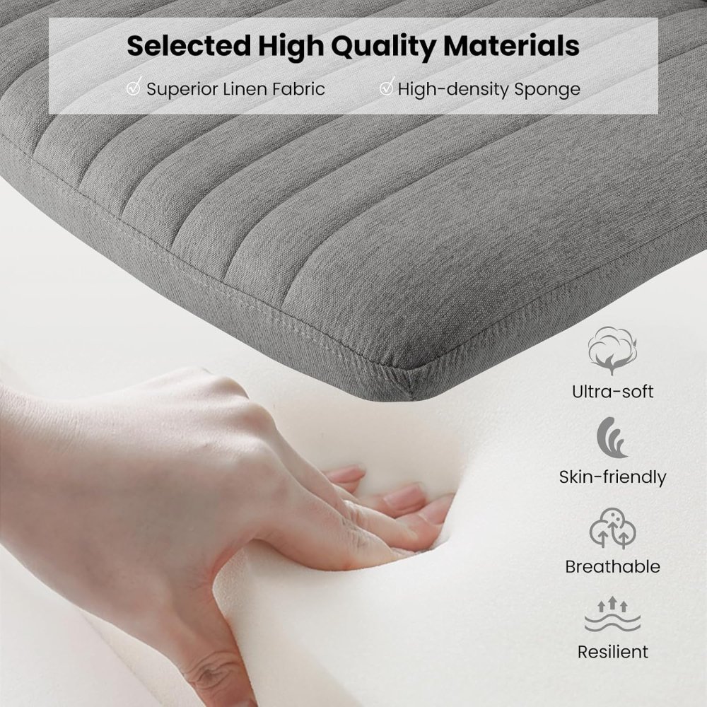 silla de oficina gris sin brazos, giratoria y ajustable, con asiento ancho acolchado; cómoda para escritorio. - Imagen 5