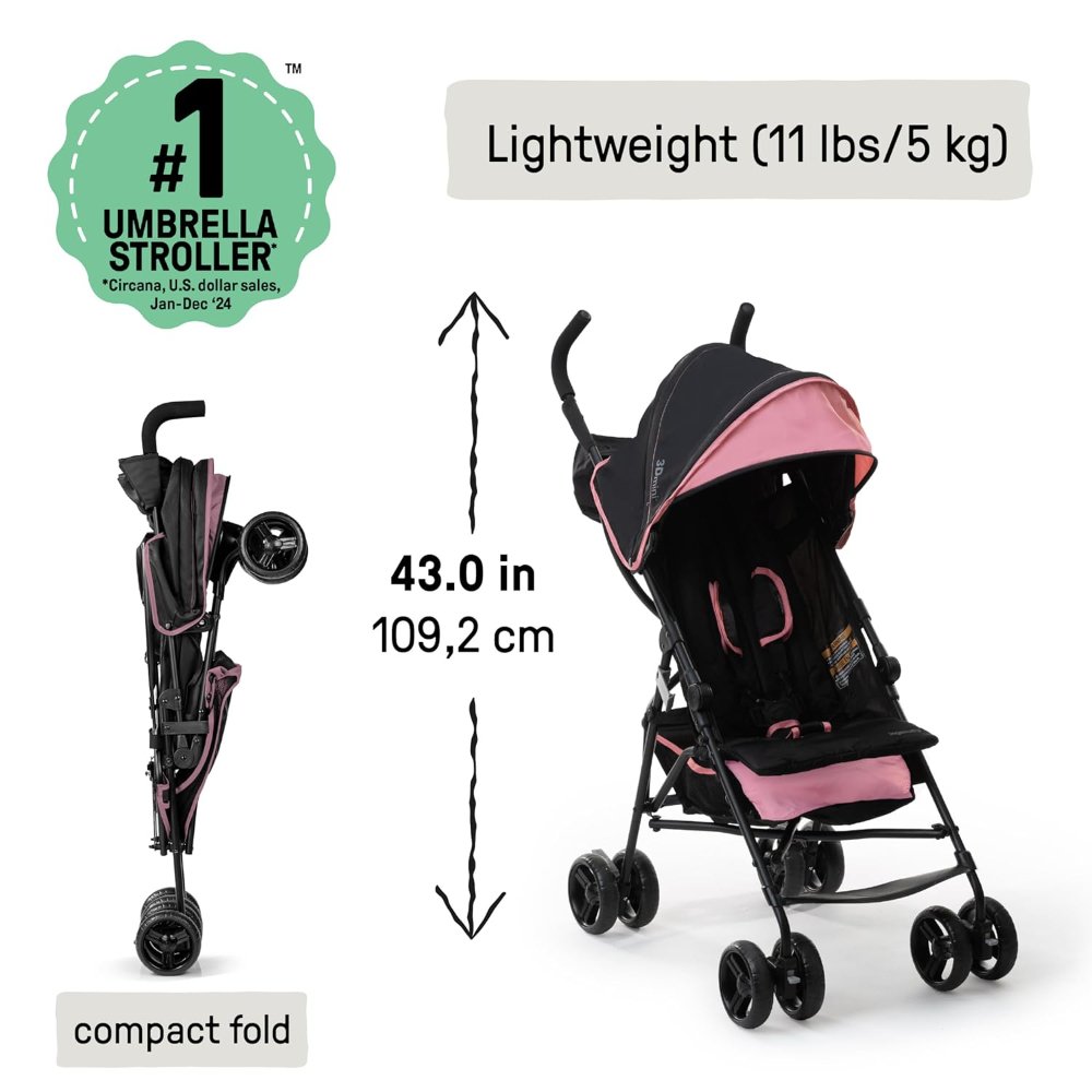 Cochecito de Conveniencia 3D Mini ? Cochecito ligero con plegado compacto, reclinación en múltiples posiciones, capota con visera solar desplegable y más ? Cochecito tipo paraguas - Imagen 2