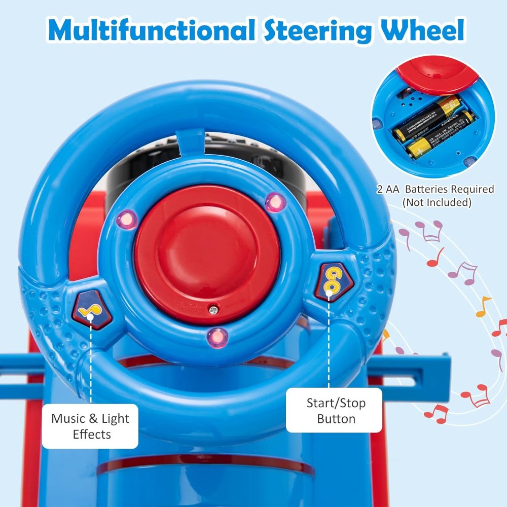Juguetes para montar, tren eléctrico de 6V para montar con rieles, asiento con almacenamiento, luz y música, respaldo, dispositivo anti inclinación, para niños pequeños y niñas - Imagen 3